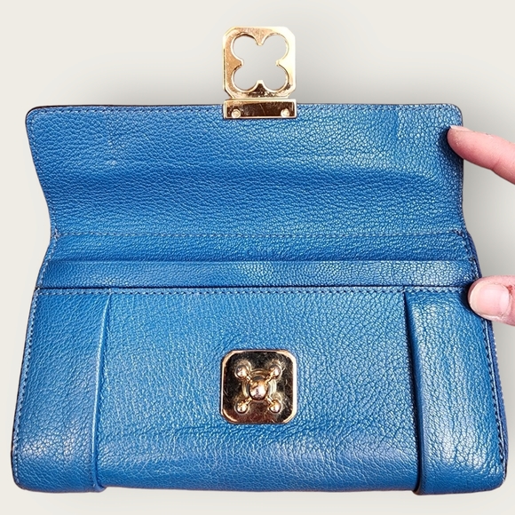 CHLOÉ Elsie Blue Leather Continental Long Wallet,  Vintage - Picture 8 of 11